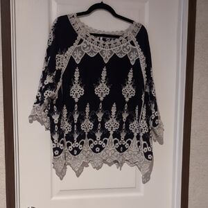 Navy And White Blouse, 1X